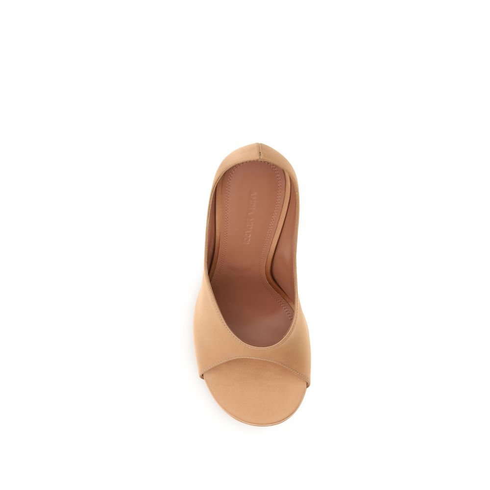 Amina Muaddi Beige Silk Platform Pumps Curated Luxury Accessories by Orvyn