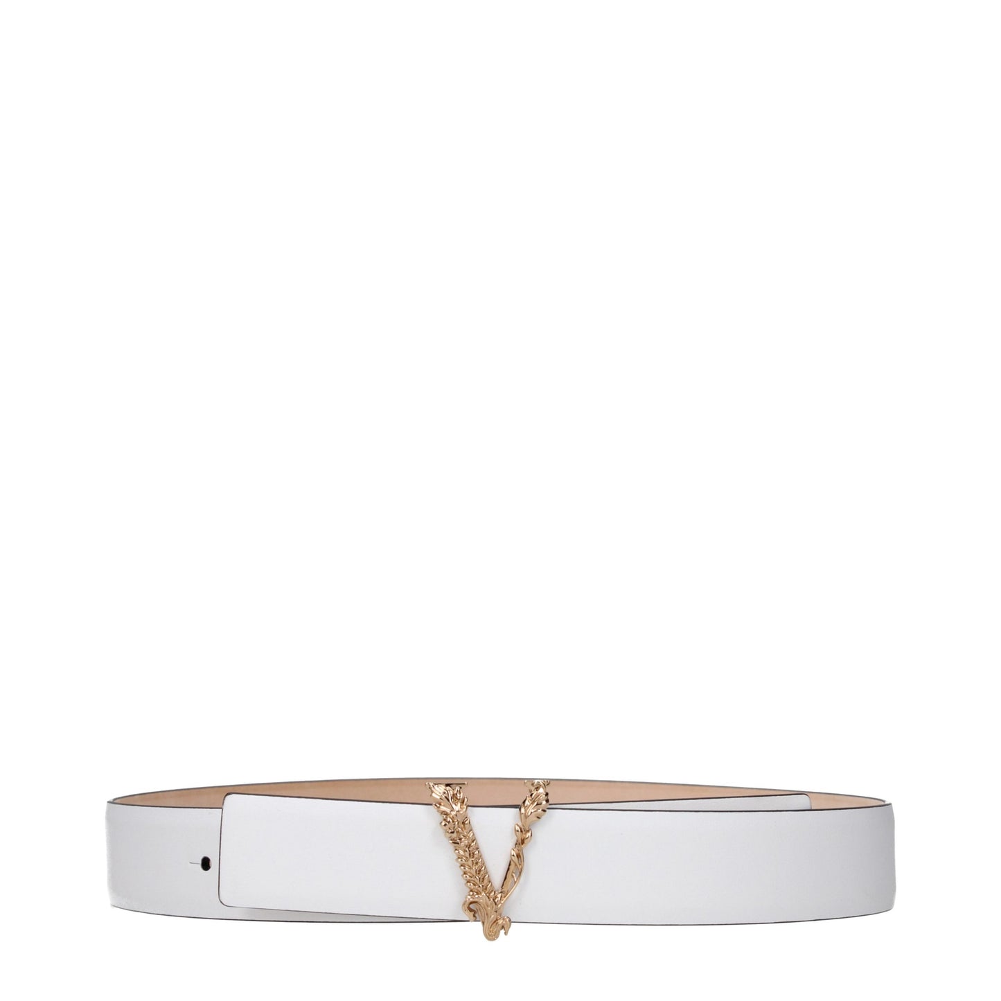Versace White Leather Regular Belt Curated Luxury Accessories by Orvyn