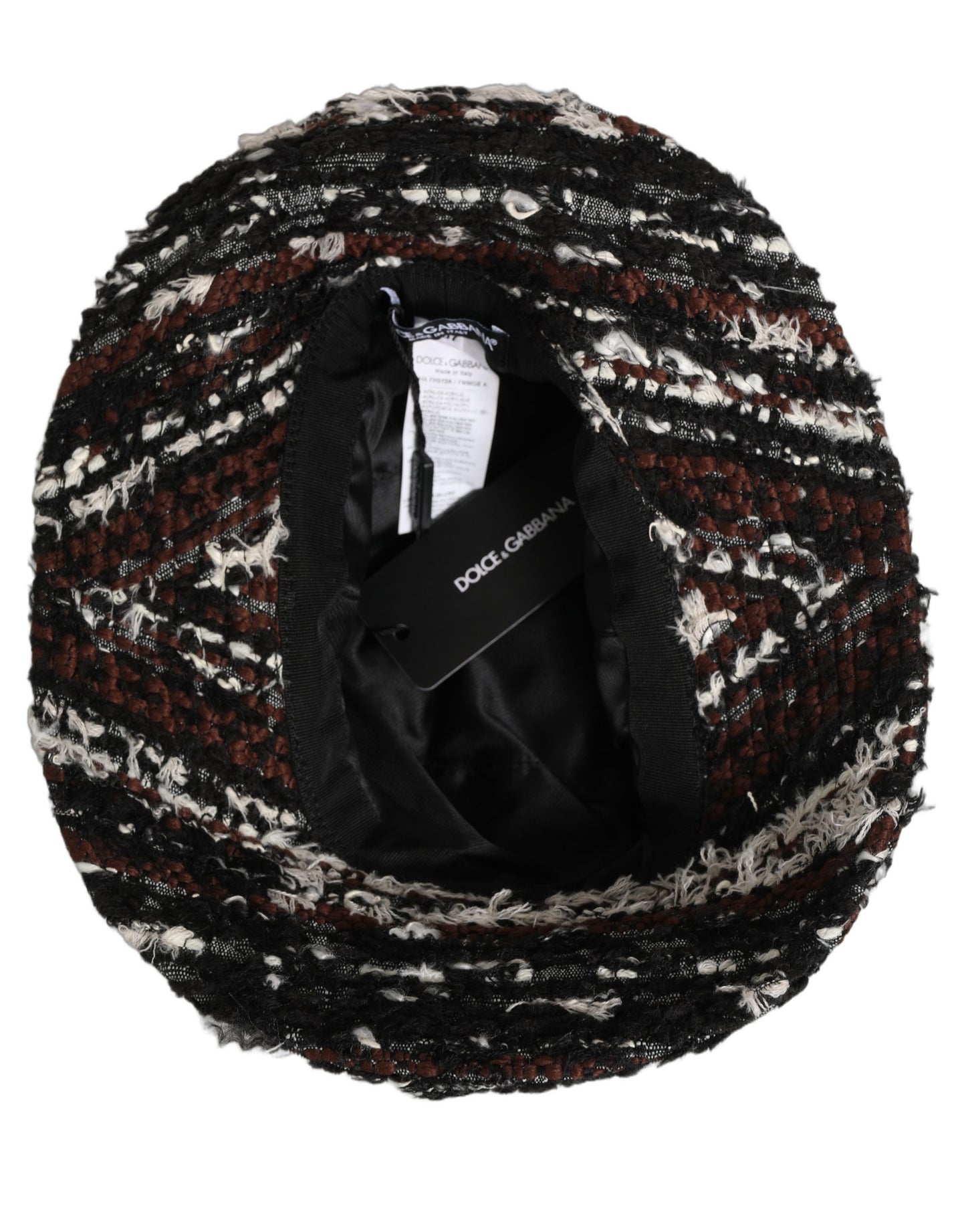 Dolce & Gabbana Women Multicolor Acrylic Tweed Bucket Capello Hat Curated Luxury Accessories by Orvyn