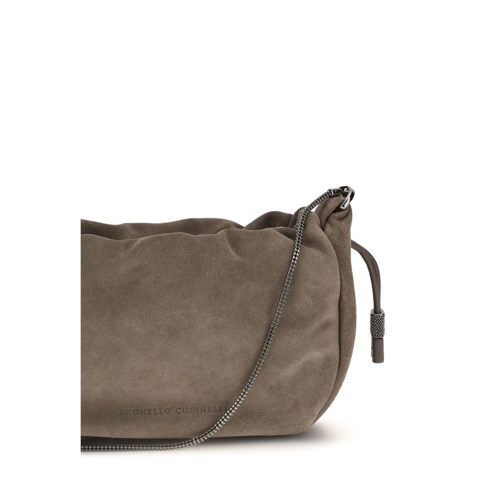 Brunello Cucinelli Brown Calf Leather Bos Taurus Shoulder Bag Curated Luxury Accessories by Orvyn
