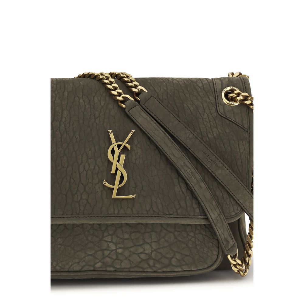Saint Laurent Gray Large Niki Shoulder Bag In Lambskin Curated Luxury Accessories by Orvyn