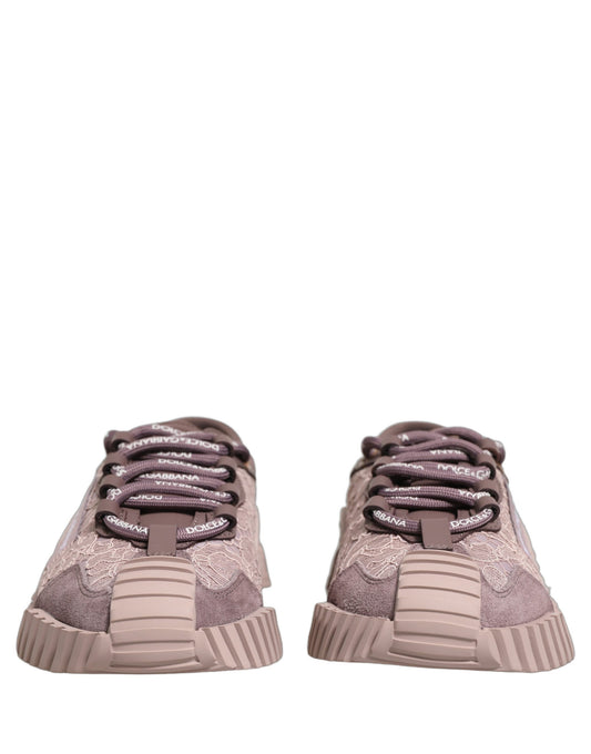 Dolce & Gabbana Pink Lace NS1 Low Top Sneaker Sports Shoes Curated Luxury Accessories by Orvyn