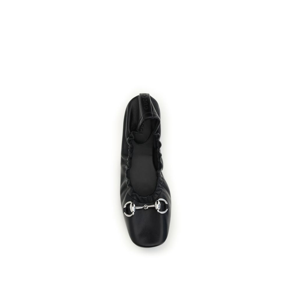 Gucci Black Calf Leather Bos Taurus Ballet Flats Curated Luxury Accessories by Orvyn