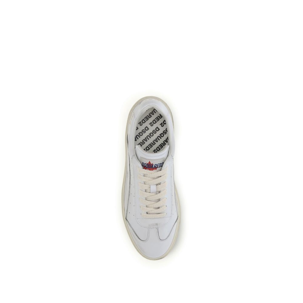 Dsquared² White Calf Leather Bos Taurus Low Top Sneakers Curated Luxury Accessories by Orvyn