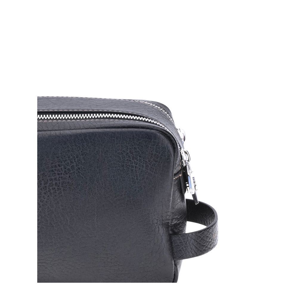 Brunello Cucinelli Black Calf Leather Bos Taurus Airpod Holder Curated Luxury Accessories by Orvyn