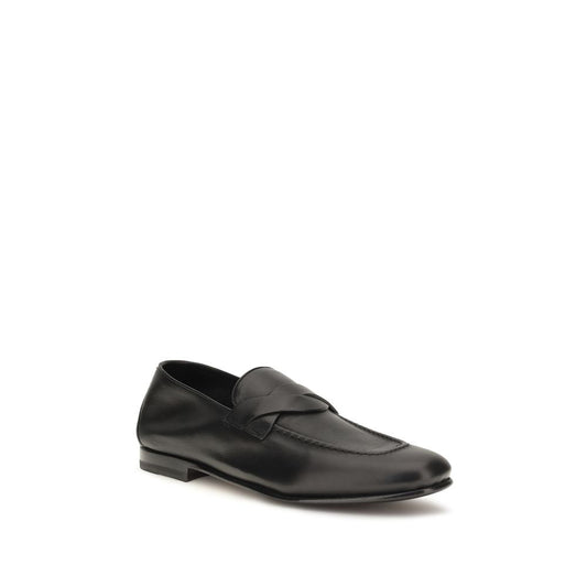 Tom Ford Black Calf Leather Bos Taurus Slip-On Loafers Curated Luxury Accessories by Orvyn