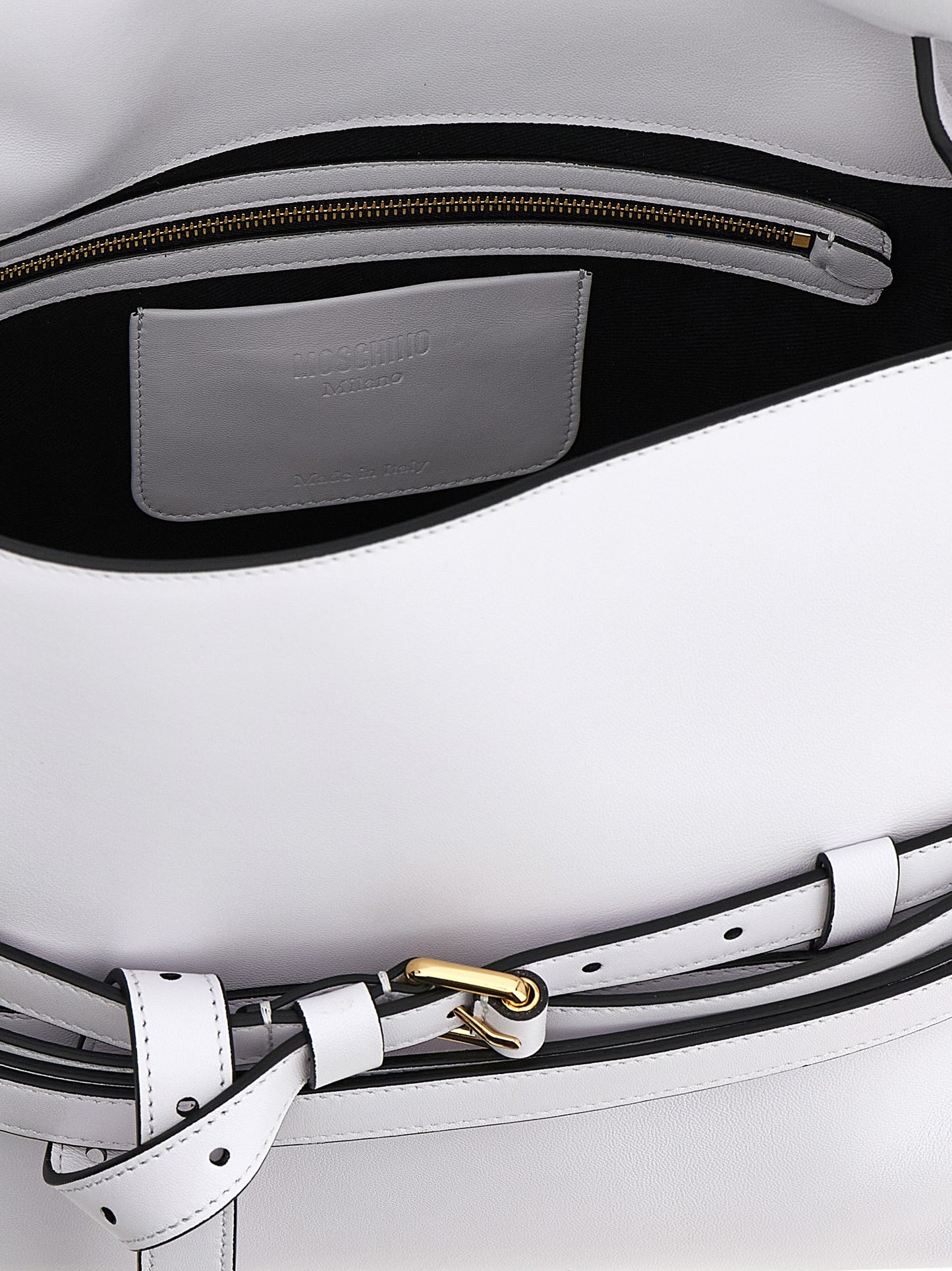 Moschino White Napa Leather / Calf Bos Taurus Shoulder Bag Curated Luxury Accessories by Orvyn