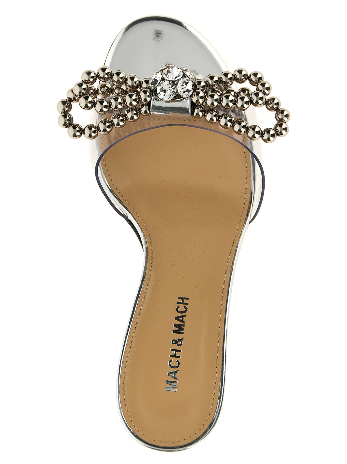 MACH & & Silver 'Stud Bow' Sandals