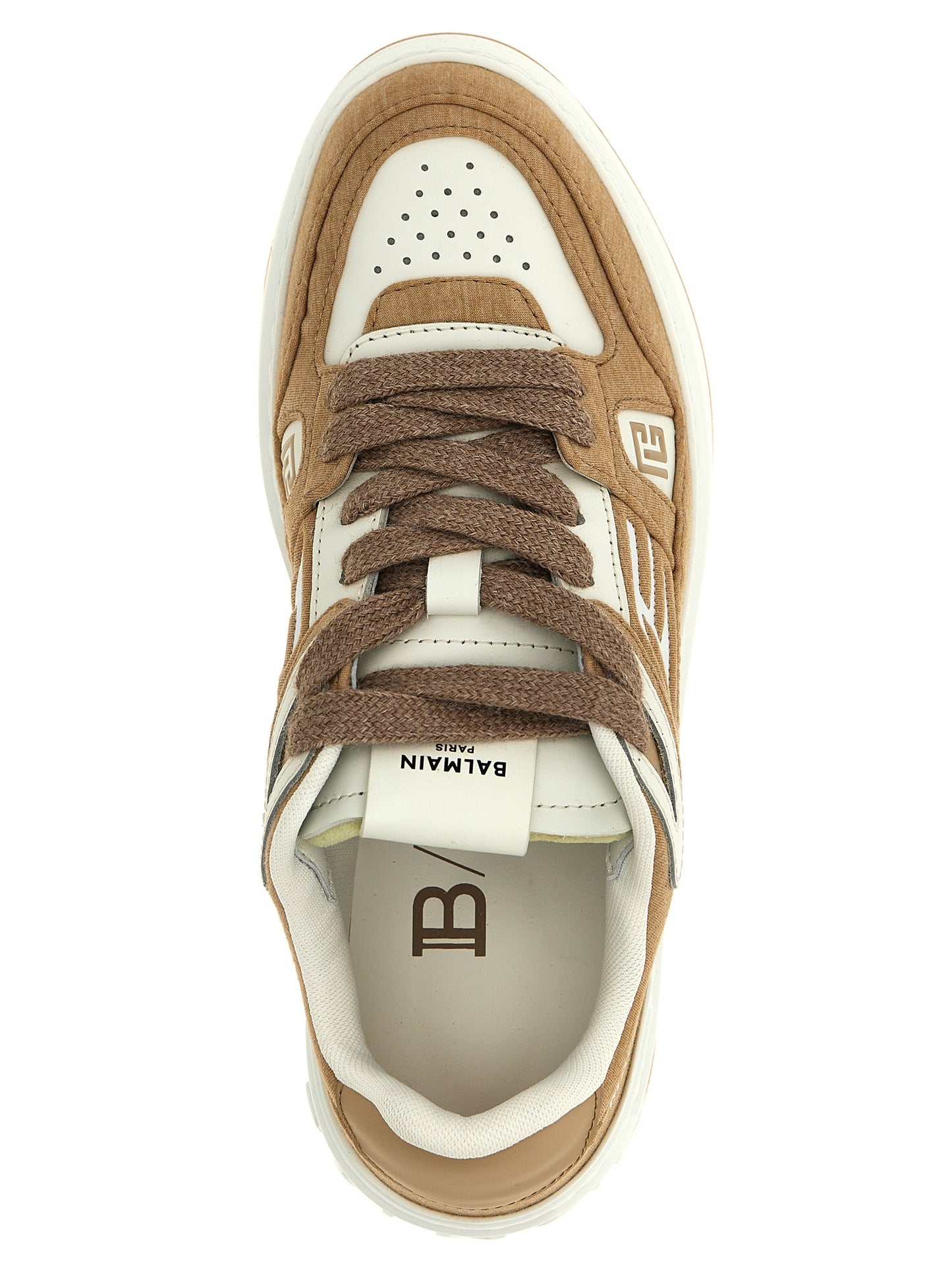 Balmain Beige Polyester Low Top Sneakers Curated Luxury Accessories by Orvyn