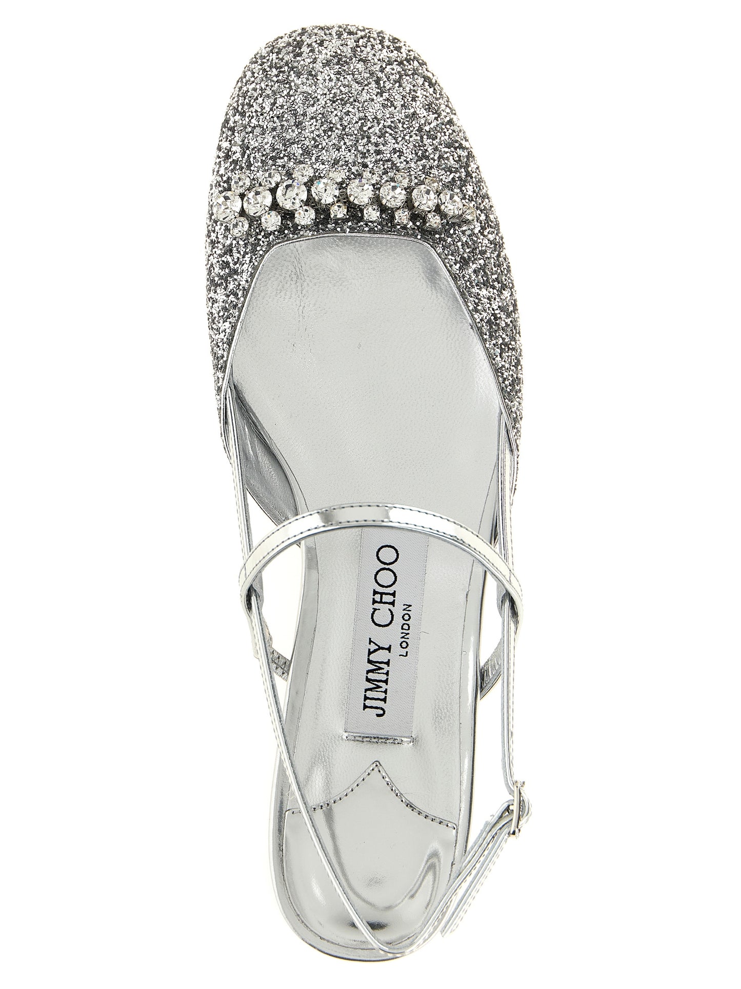 Jimmy Choo Silver Tencel Ballet Flats Curated Luxury Accessories by Orvyn