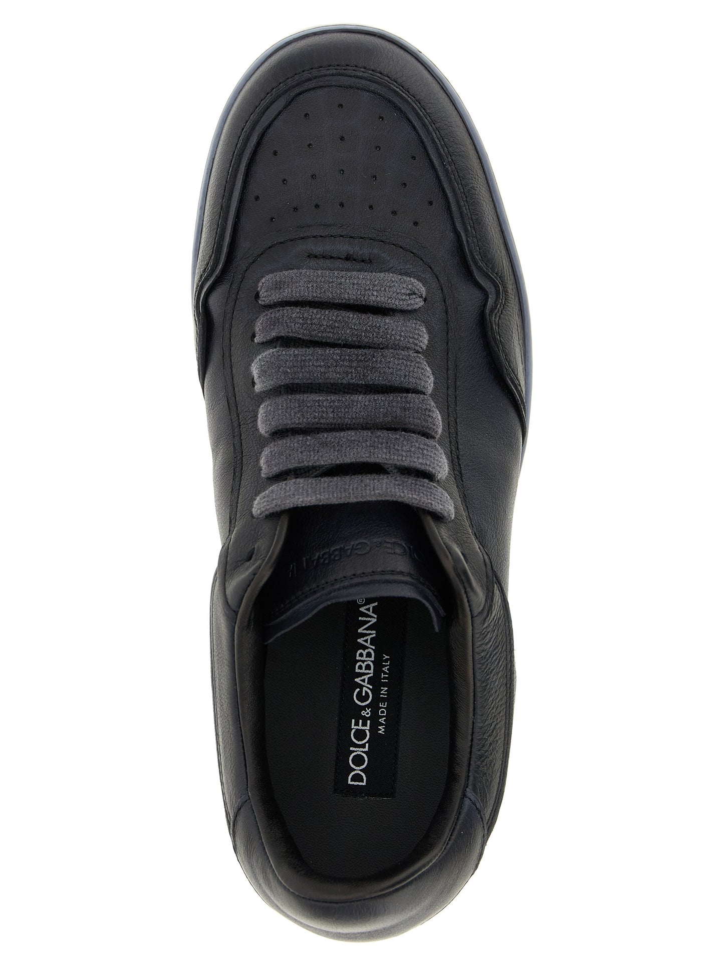 Dolce & Gabbana Black Lamb Leather Low Top Sneakers schwarz