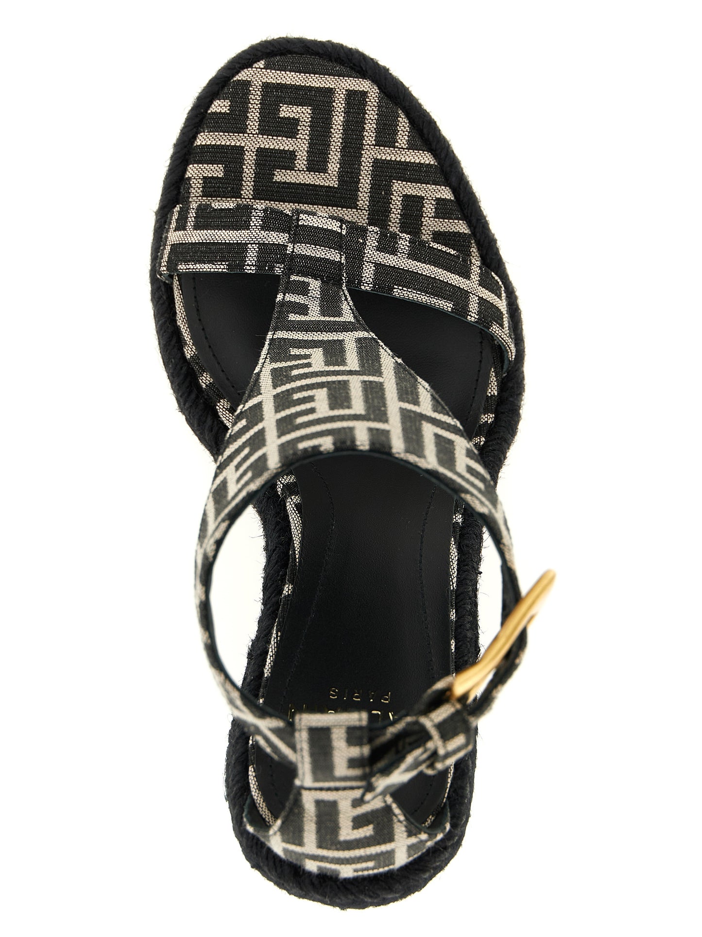 Balmain Black Monogram Jacquard Fabric Espadrilles