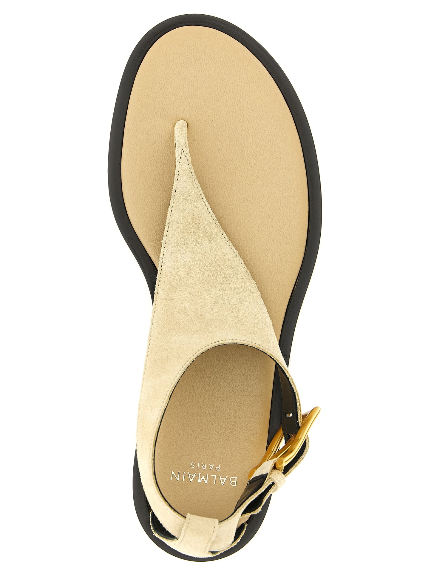 Balmain Beige Calfskin Flat Sandals Curated Luxury Accessories by Orvyn