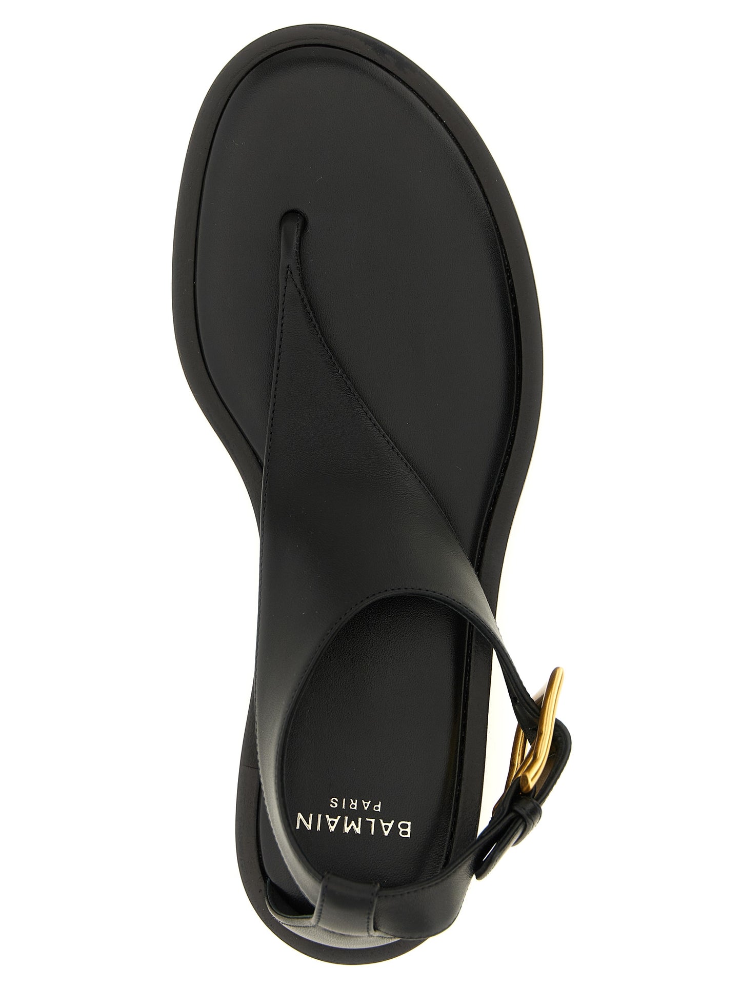 Balmain Black Lamb Leather Flat Sandals Curated Luxury Accessories by Orvyn