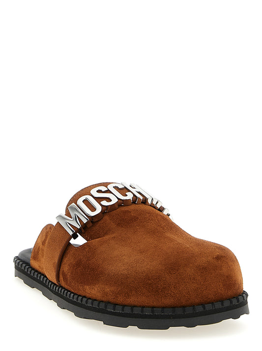 Moschino Brown Calfskin Clogs Curated Luxury Accessories by Orvyn