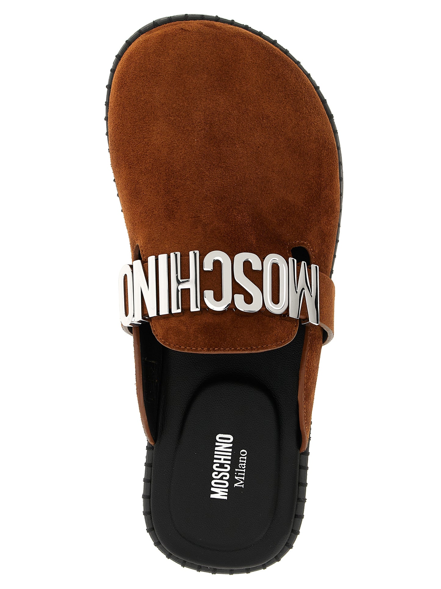 Moschino Brown Calfskin Clogs Curated Luxury Accessories by Orvyn