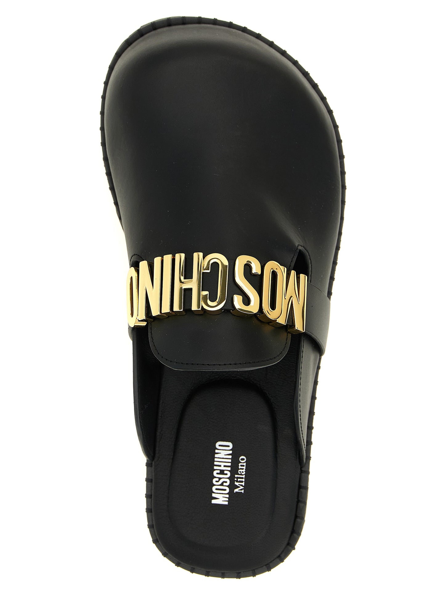 Moschino Black Calfskin Clogs Curated Luxury Accessories by Orvyn