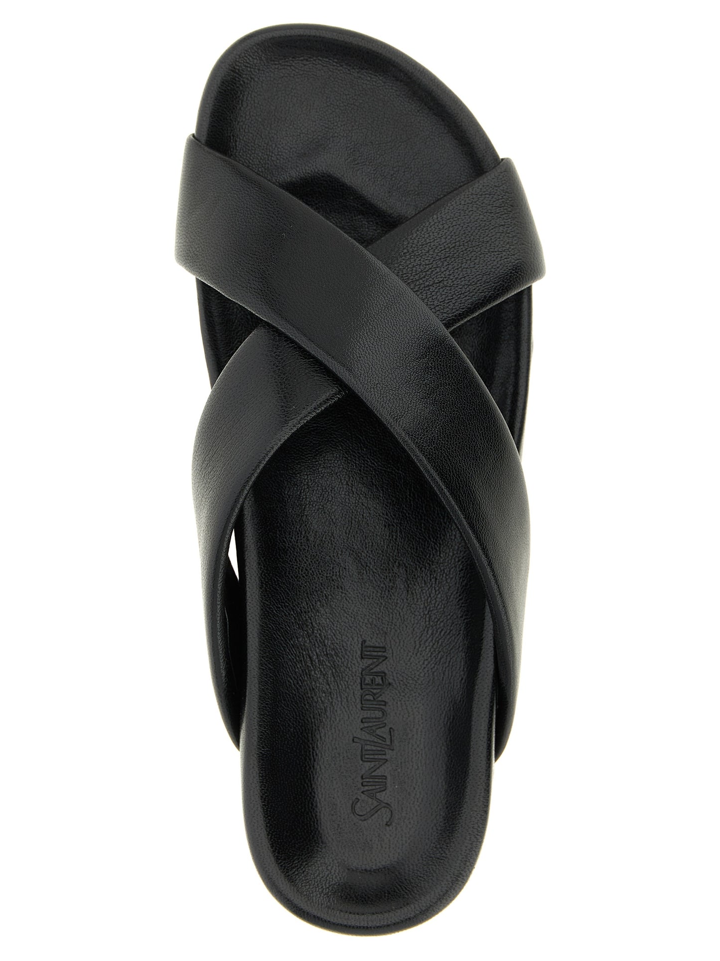 Saint Laurent Black Lamb Leather Slides Curated Luxury Accessories by Orvyn