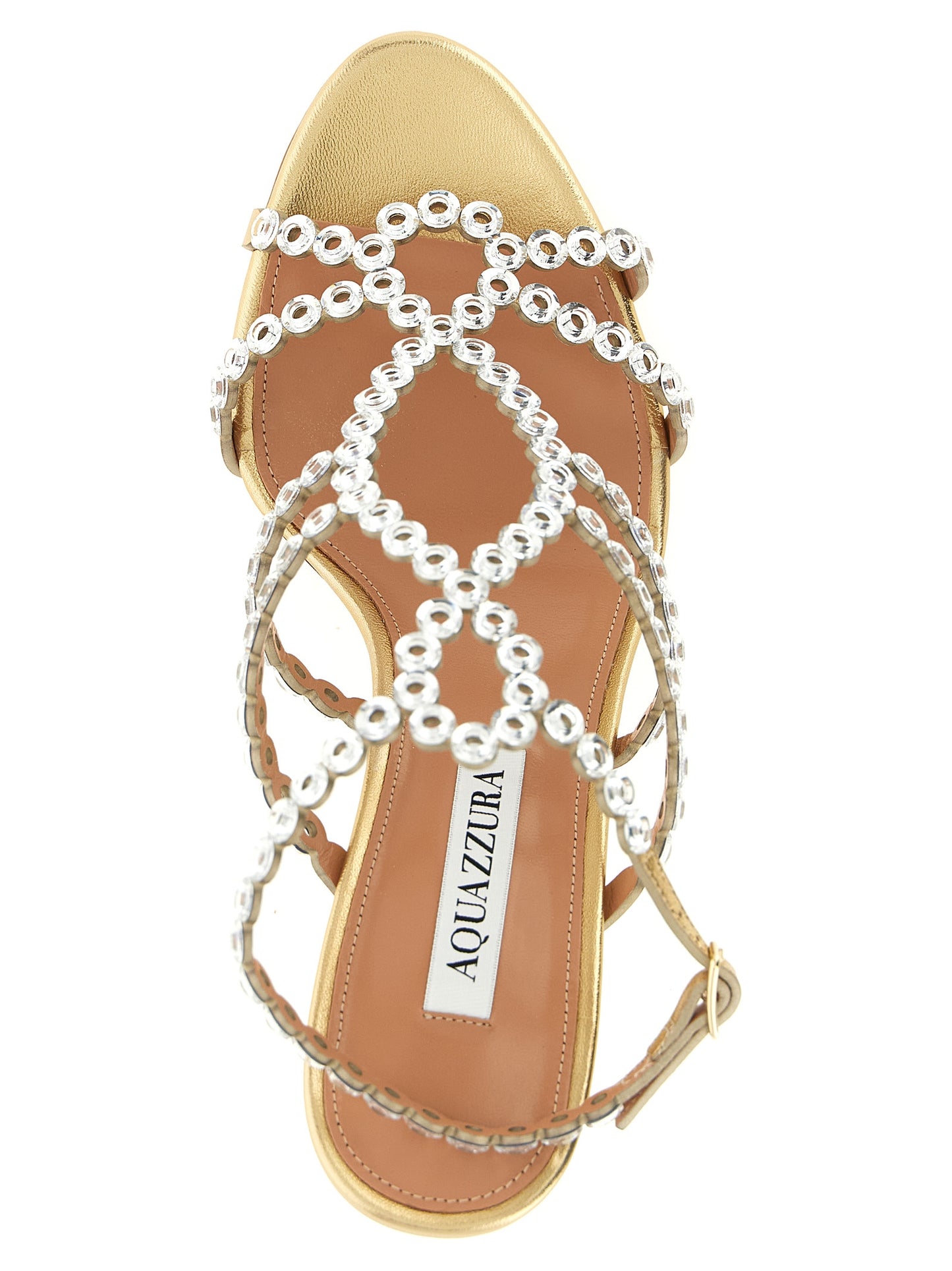Aquazzura Gold Lamb Leather Stiletto Heel Sandals Curated Luxury Accessories by Orvyn