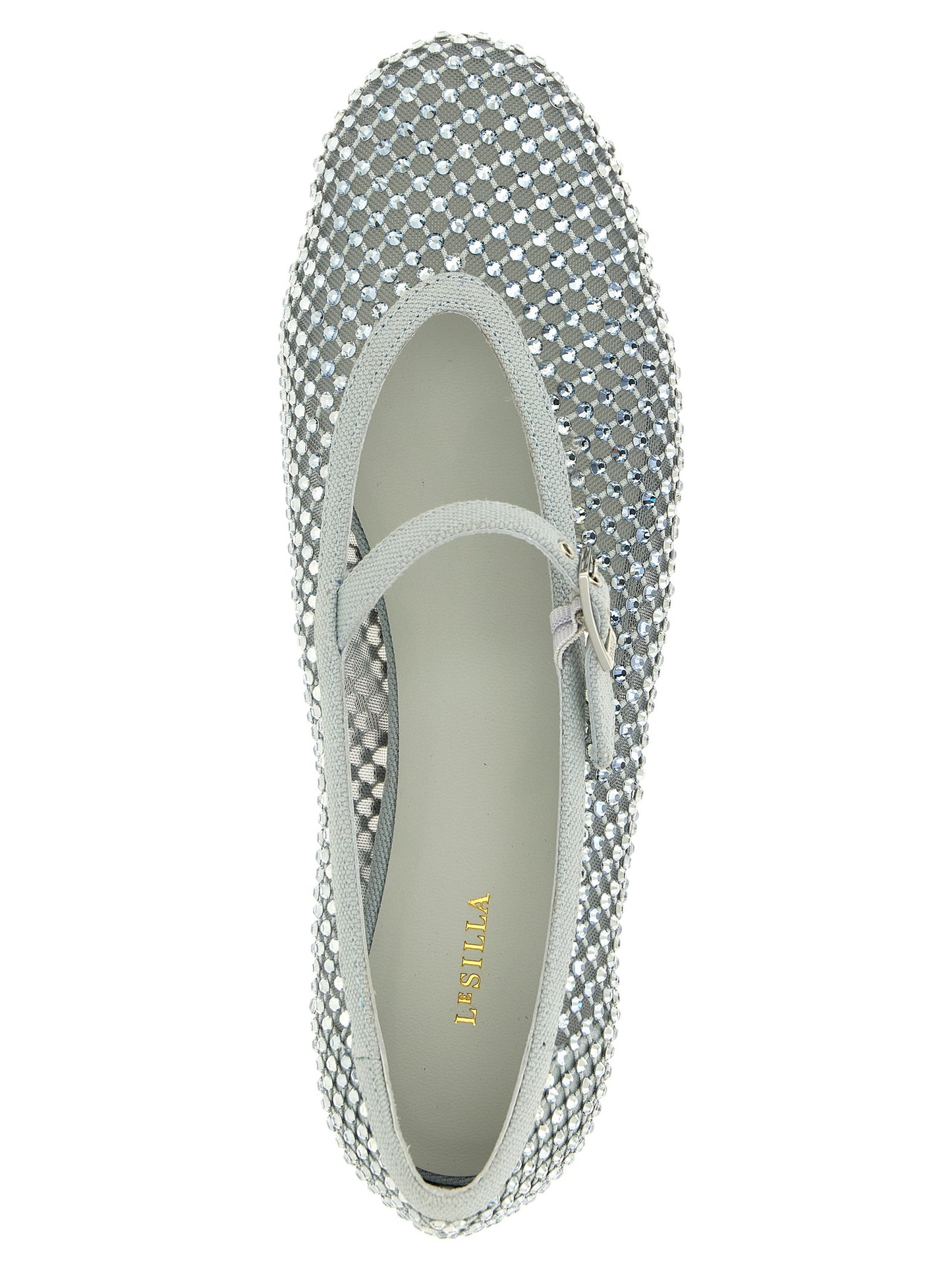 LE SILLA Silver Polyamide Ballet Flats Curated Luxury Accessories by Orvyn