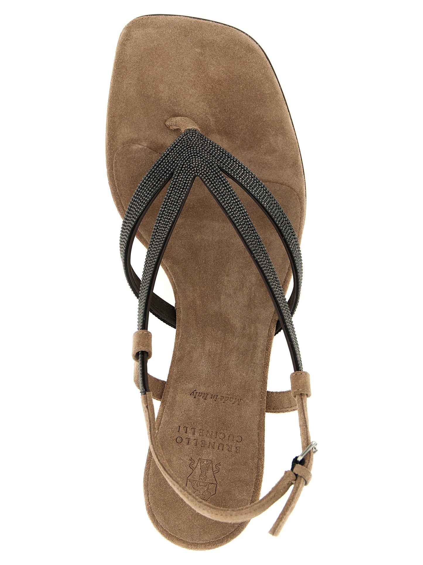 Brunello Cucinelli Beige Lamb Leather Flat Sandals Curated Luxury Accessories by Orvyn