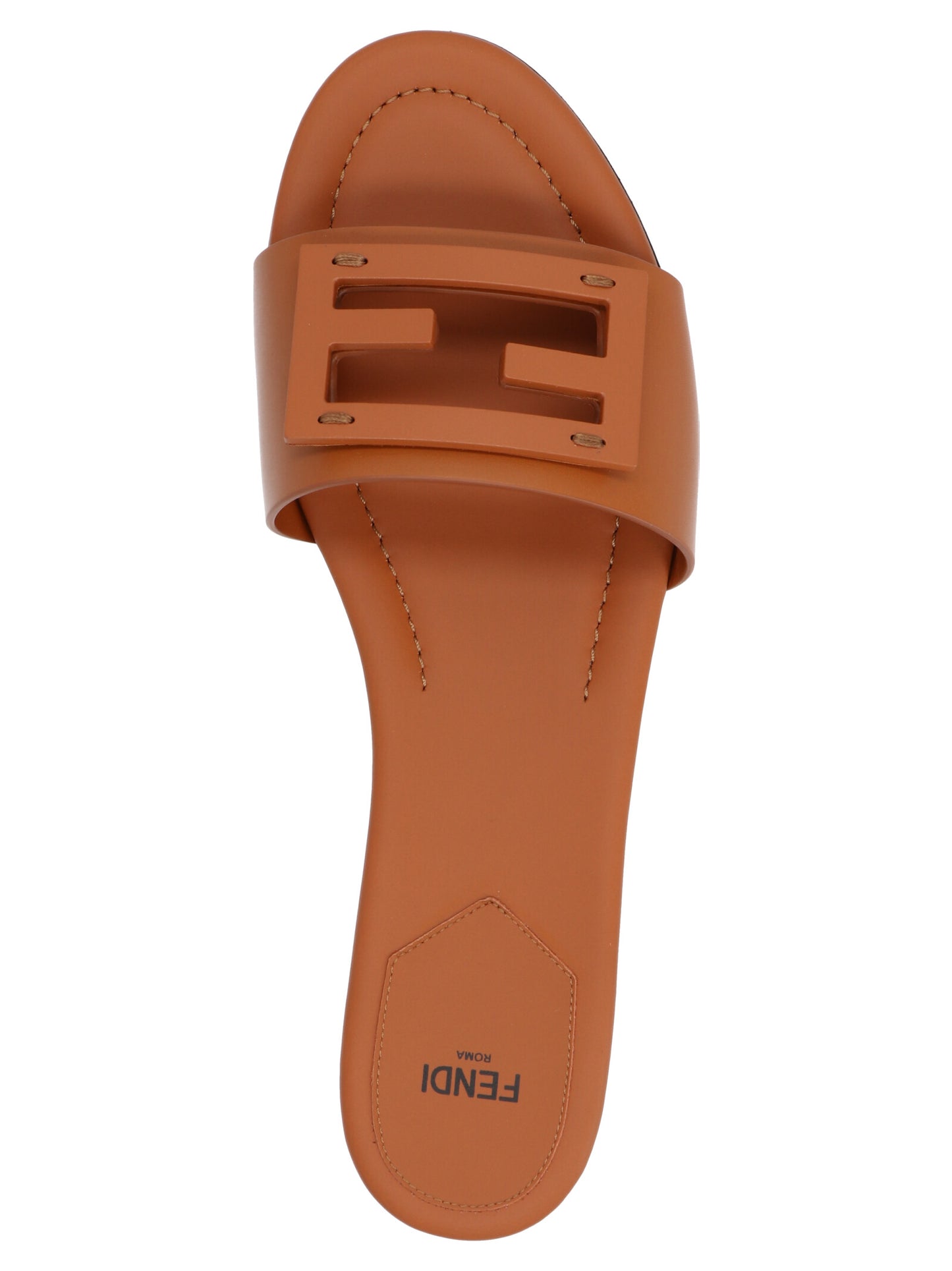 Fendi Brown Lamb Leather Slides Curated Luxury Accessories by Orvyn