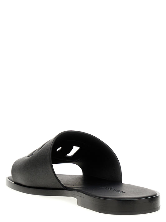 Dolce & Gabbana Black Leather Slides Curated Luxury Accessories by Orvyn