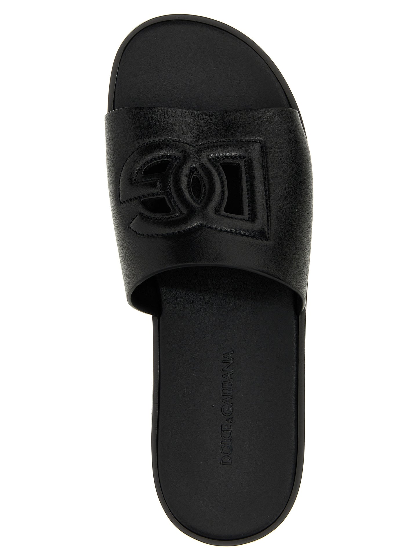 Dolce & Gabbana Black Leather Slides Curated Luxury Accessories by Orvyn