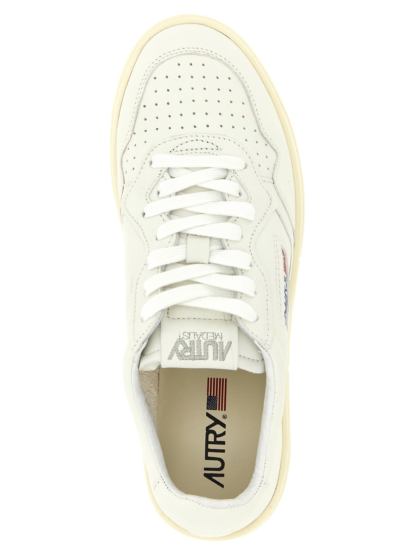 Autry White Goatskin Medalist Low Sneakers Curated Luxury Accessories by Orvyn