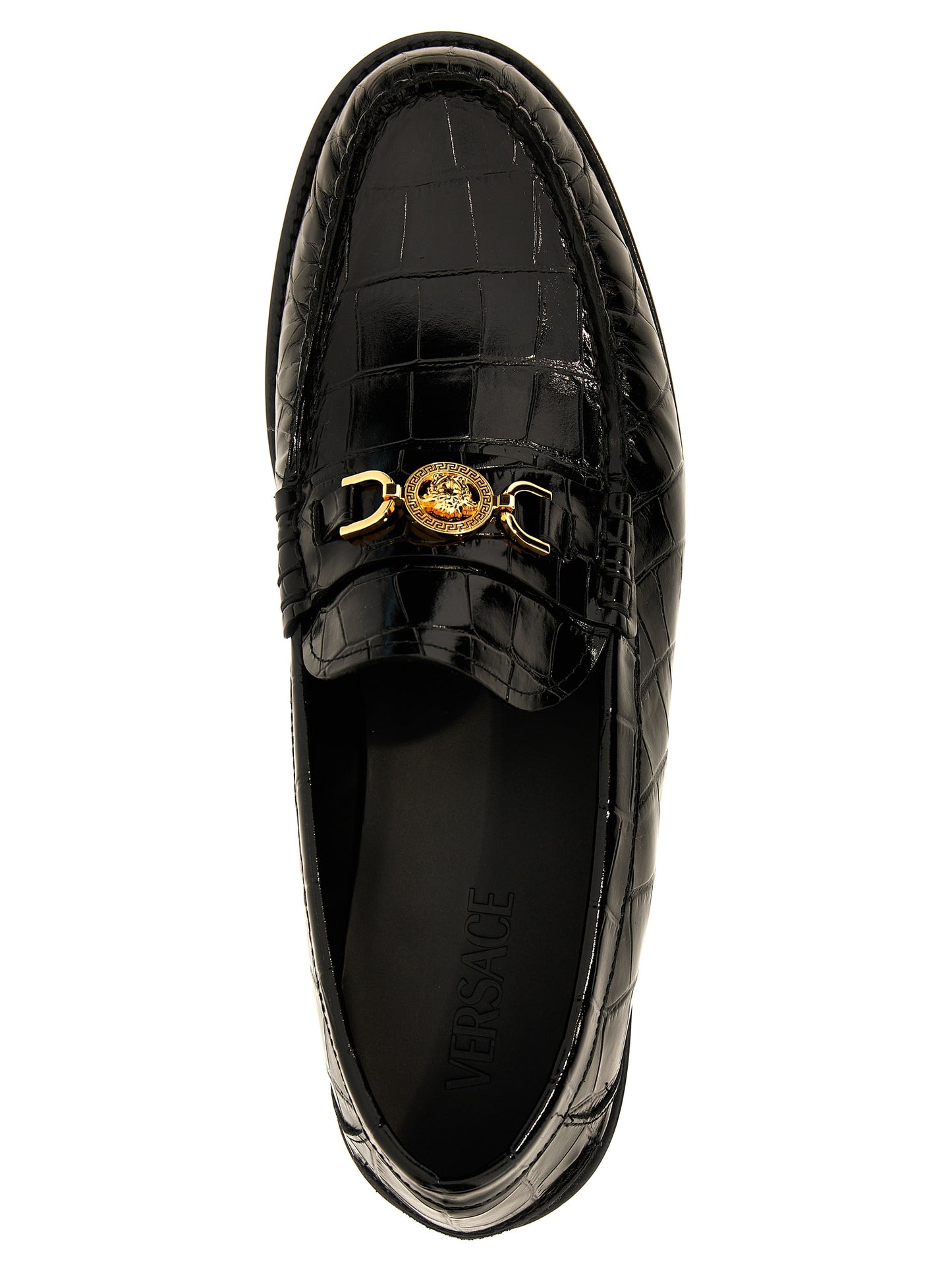 Versace Black Velvet Leather Slip-On Loafers Curated Luxury Accessories by Orvyn