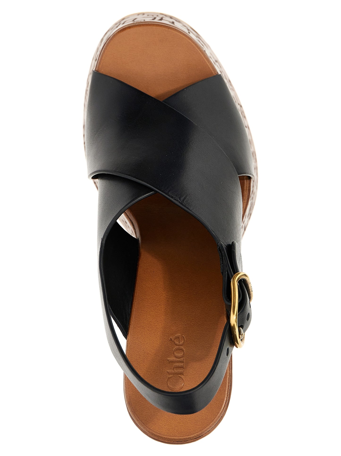 Chloé Black Calfskin Wedge Sandals Curated Luxury Accessories by Orvyn