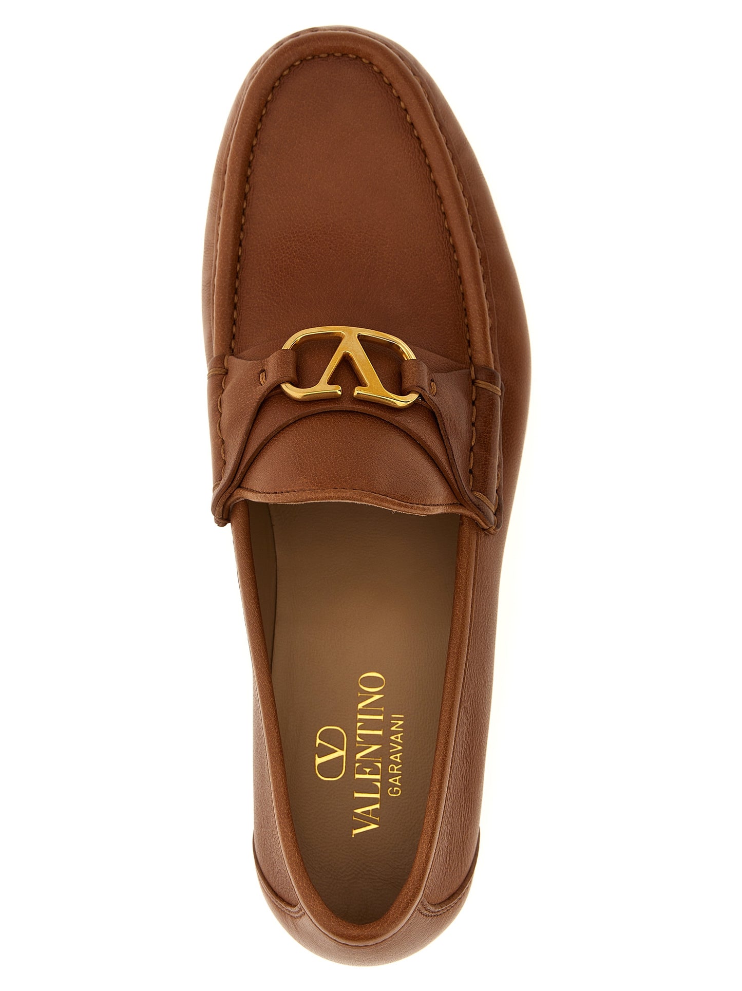 Valentino Garavani Brown Leather Slip-On Loafers Curated Luxury Accessories by Orvyn