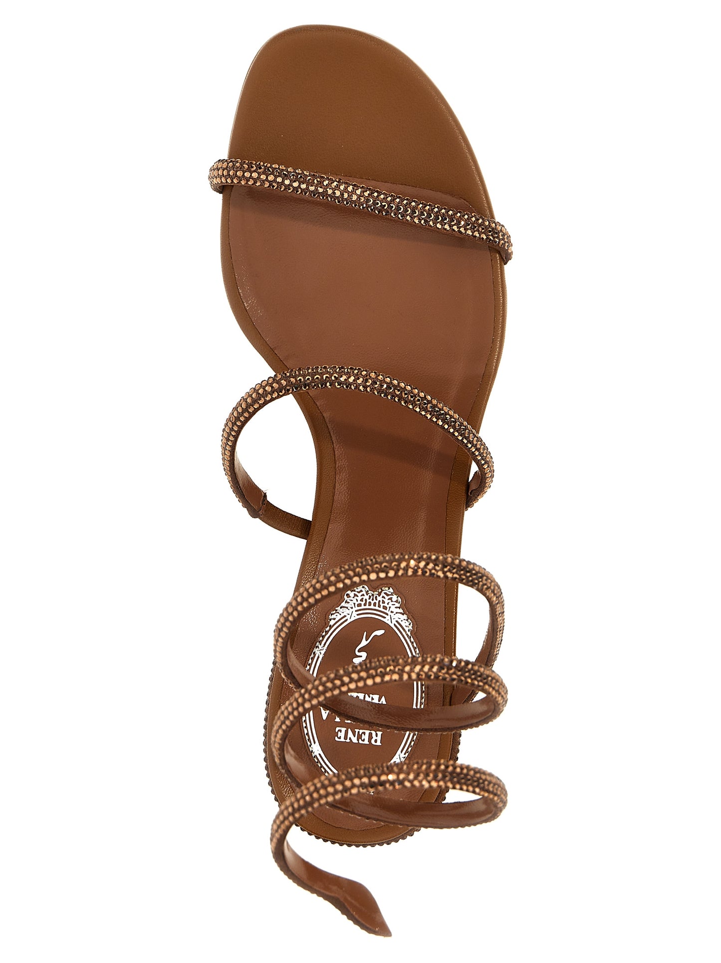 RENE CAOVILLA Brown Satin Platform Sandals braun