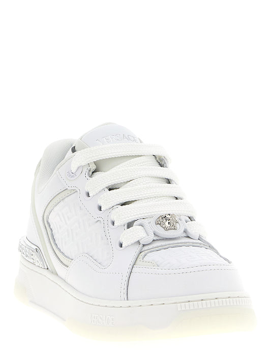 Versace White 'Biggie Basket' Sneakers Curated Luxury Accessories by Orvyn