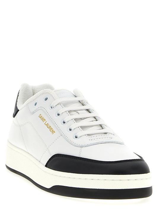 Saint Laurent Bicolor Calfskin Low Top Sneakers Curated Luxury Accessories by Orvyn