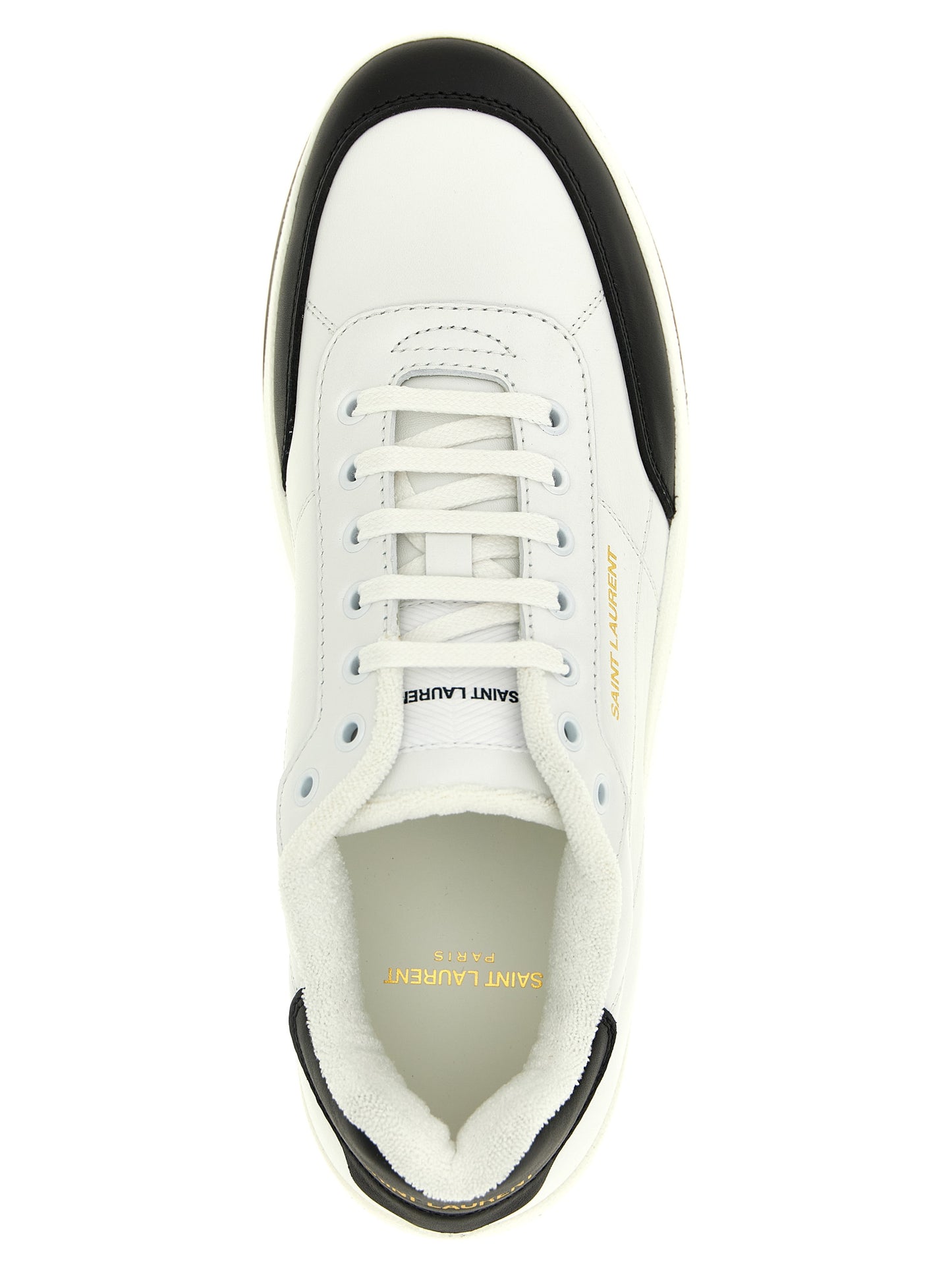 Saint Laurent Bicolor Calfskin Low Top Sneakers Curated Luxury Accessories by Orvyn