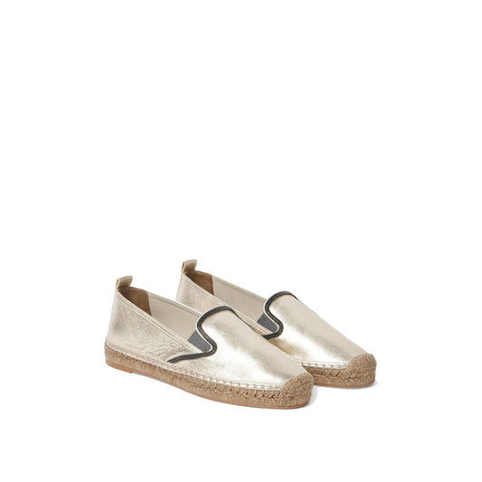 Brunello Cucinelli Gold Leather Espadrilles Curated Luxury Accessories by Orvyn