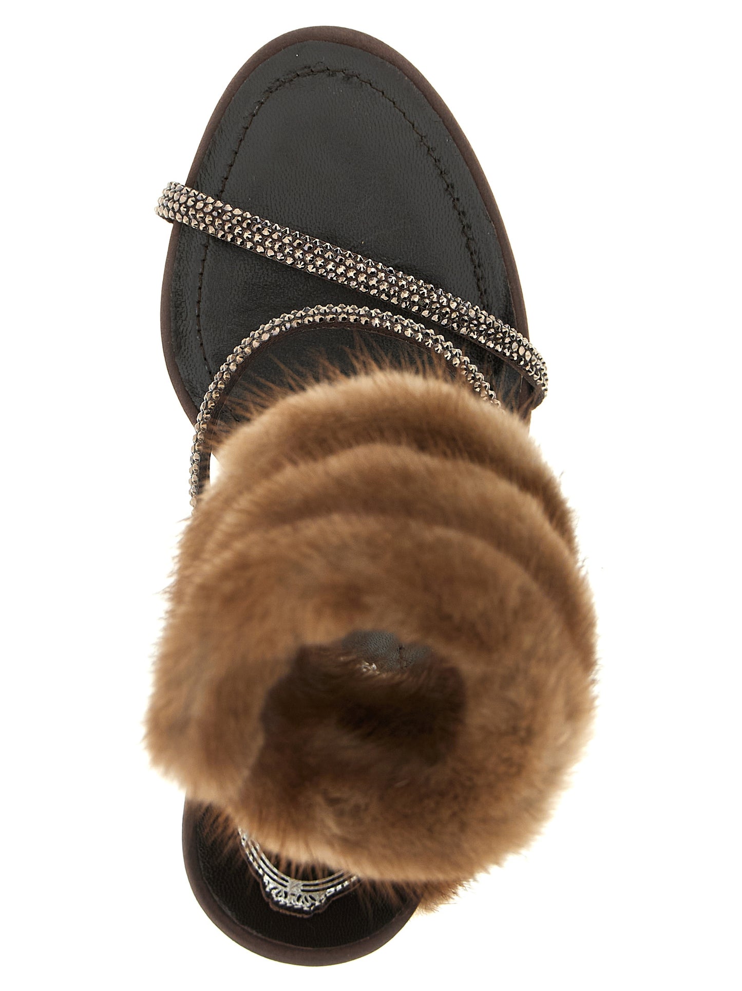 RENE CAOVILLA Brown Satin Stiletto Heel Sandals Curated Luxury Accessories by Orvyn