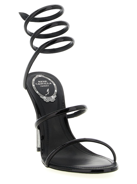 Rene Caovilla Black 'Cleo Metallic' Sandals Curated Luxury Accessories by Orvyn