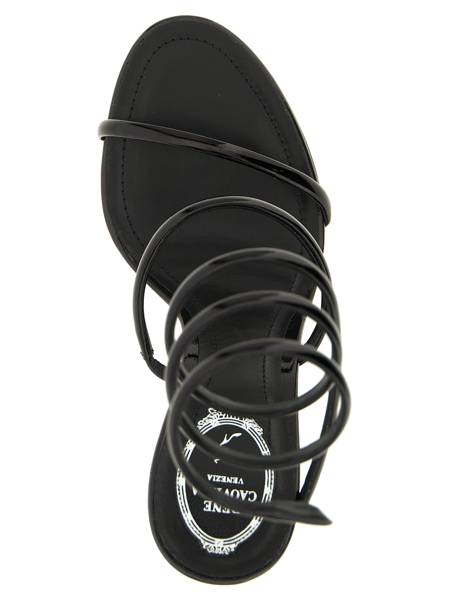 Rene Caovilla Black 'Cleo Metallic' Sandals Curated Luxury Accessories by Orvyn