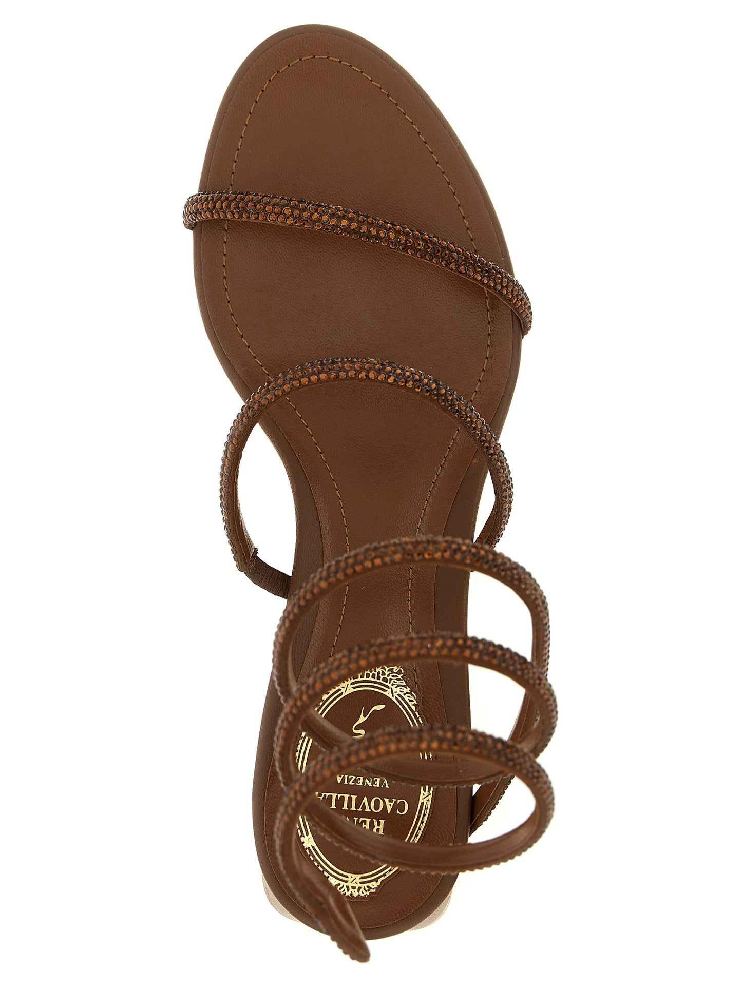 Rene Caovilla Brown 'Cleo' Sandals Curated Luxury Accessories by Orvyn