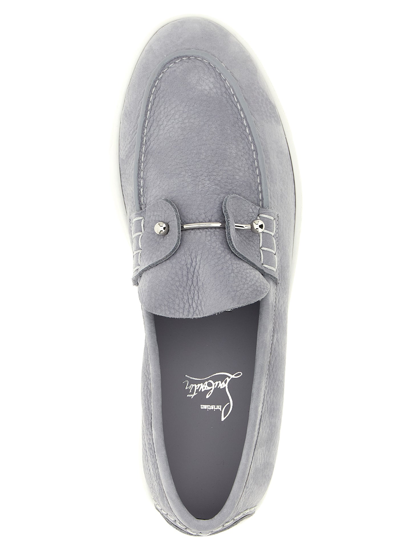 Christian Louboutin Gray 'Chambeliboat' Loafers Curated Luxury Accessories by Orvyn