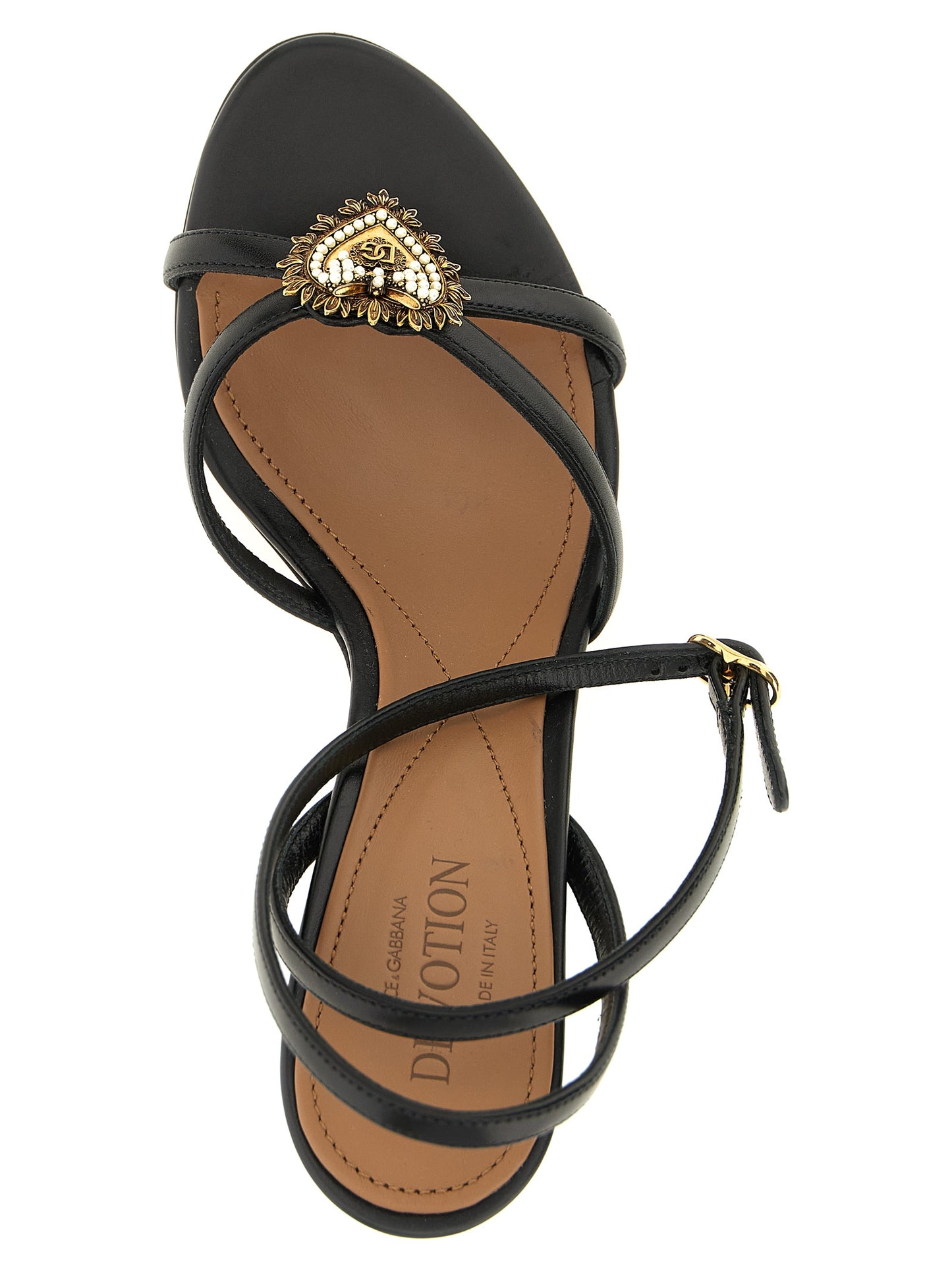 Dolce & Gabbana Black 'Devotion' Sandals Curated Luxury Accessories by Orvyn