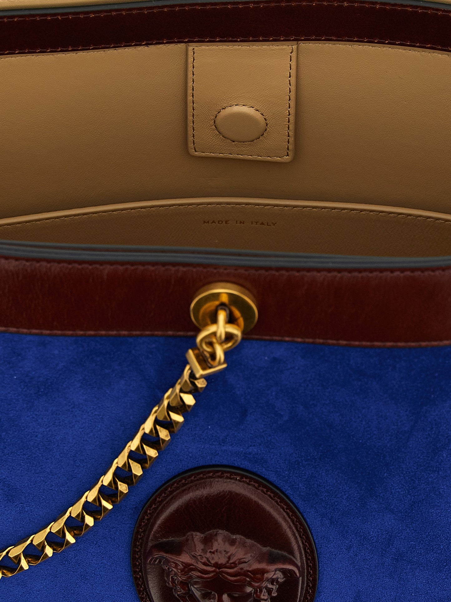 Versace Blue 'Pivot' Shoulder Bag Curated Luxury Accessories by Orvyn