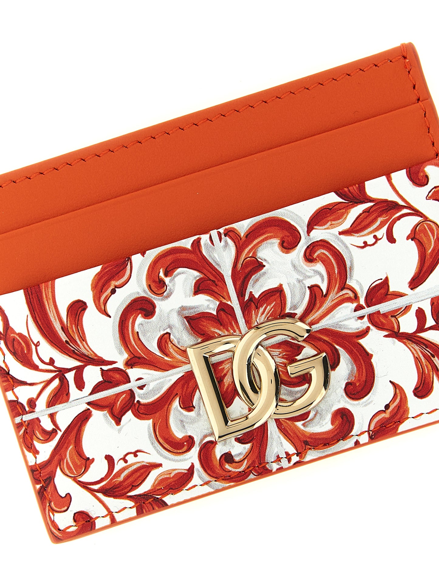 Dolce & Gabbana Orange 'Maiolica' Card Holder