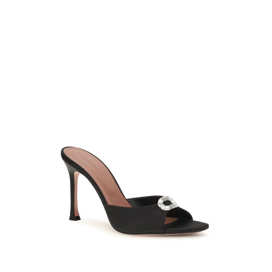 Amina Muaddi Black Camelia Mule Sandals schwarz