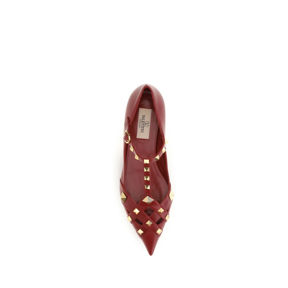 Valentino Garavani Multicolor Studdy Ballerinas In Kidskin Mini Flats