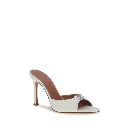 Amina Muaddi White Camelia Mule Sandals weiss