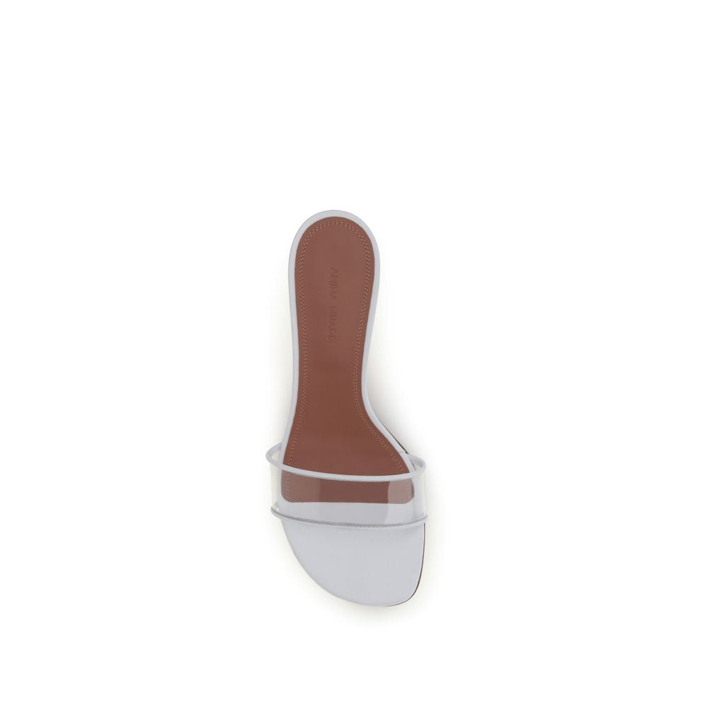 Amina Muaddi White Andreea Glass Mule Sandals weiss