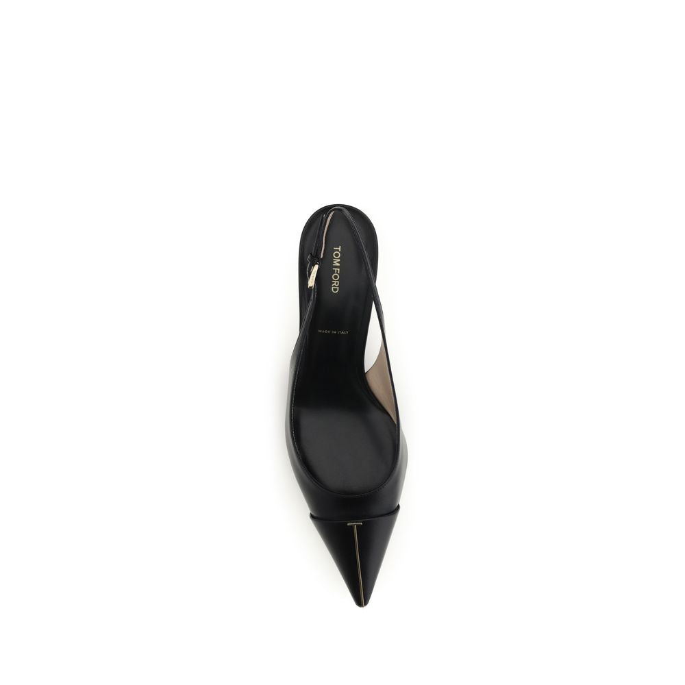Tom Ford Black Leather Slingback Pumps schwarz
